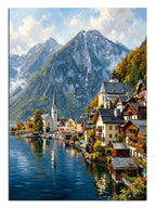 hallstatt, göl manzarası, dağ kasabası, huzur