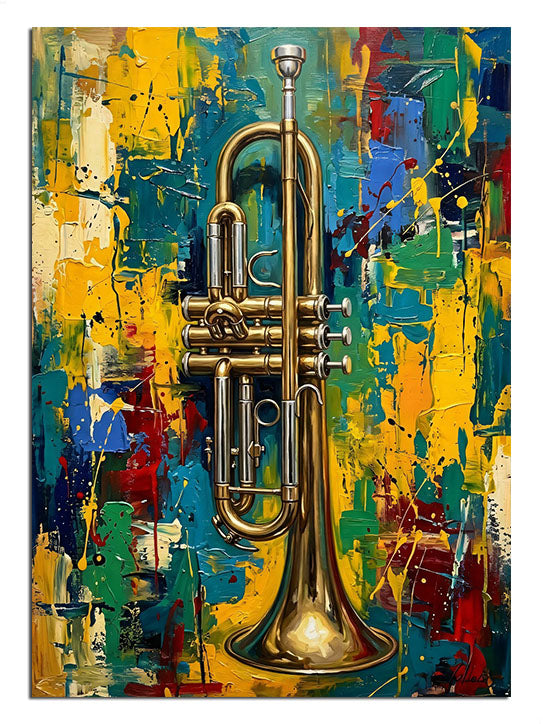trompet, caz müzik, soyut sanat, renk patlaması