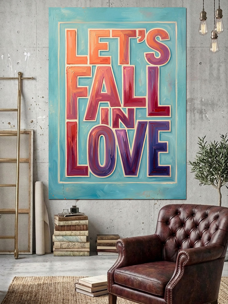 Aşkla İlgili Modern Tipografik Poster Kanvas Tablo