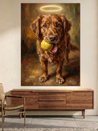 Ağzında Tenis Topu Olan Köpek Kanvas Tablo