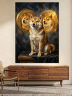 Dogecoin Logolu Karizmatik Shiba Inu Kanvas Tablo