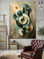 Geometrik Modern Soyut Daireler Tasarımı Kanvas Tablo