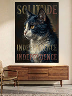 Solitude Independence Yazan Kedi Portresi Kanvas Tablo