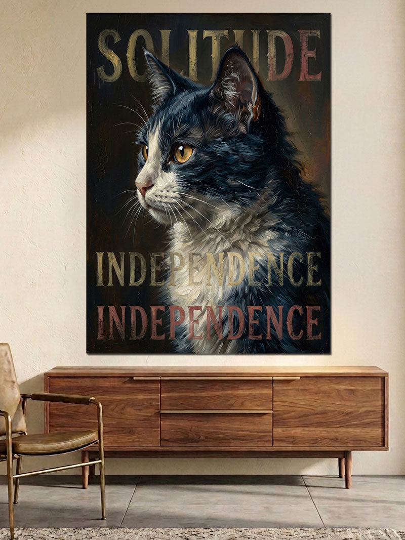 Solitude Independence Yazan Kedi Portresi Kanvas Tablo