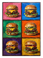 hamburger, pop art, mutfak dekoru, yemek