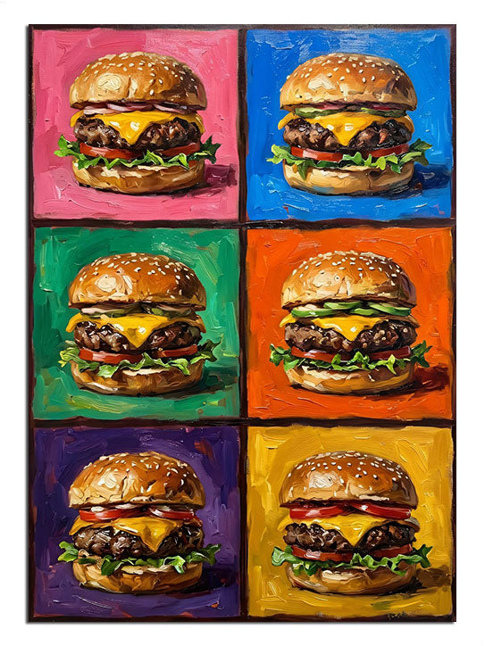 hamburger, pop art, mutfak dekoru, yemek
