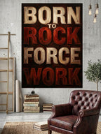Born To Rock Yazılı Güçlü Poster Kanvas Tablo