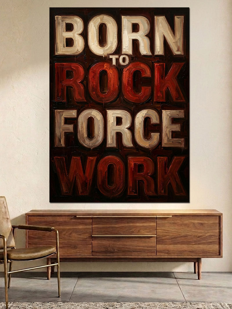 Born To Rock Yazılı Güçlü Poster Kanvas Tablo