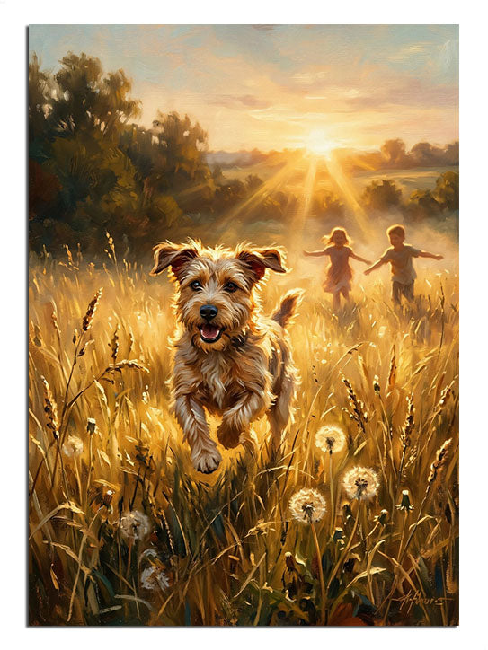köpek ve doğa, gün batımı, sevimli hayvan