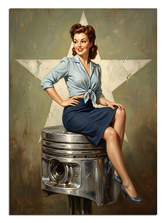 pin-up, metal yıldız, nostalji, şık kadın