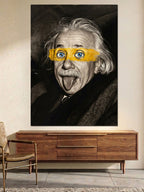 Dil Çıkaran Komik Einstein Portresi Kanvas Tablo