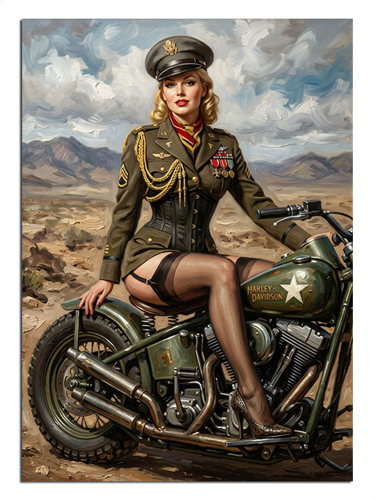 pin-up, motosiklet, ordu, nostalji, kadın