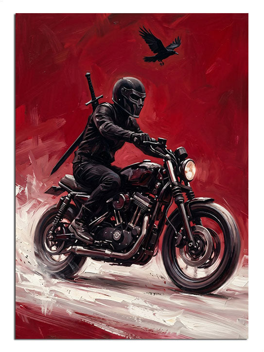 ninja, motosiklet, kırmızı siyah, aksiyon