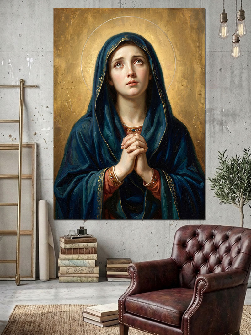 Dua Eden Şallı Meryem Ana Kanvas Tablo