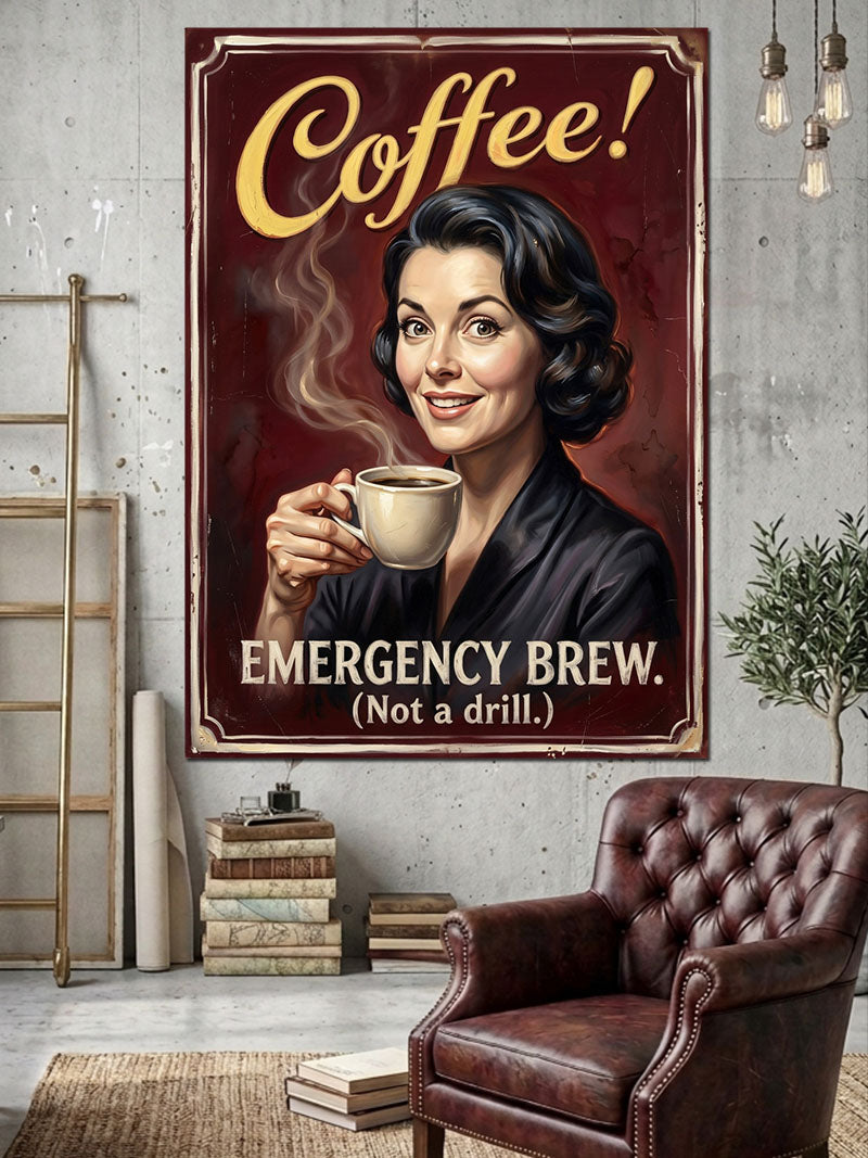 Coffee Emergency Brew Retro Tabela Kanvas Tablo