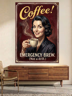 Coffee Emergency Brew Retro Tabela Kanvas Tablo