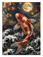 koi balığı, japon sanatı, deniz dalgası, enerji