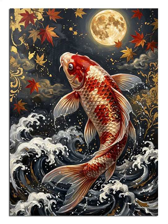 koi balığı, japon sanatı, deniz dalgası, enerji