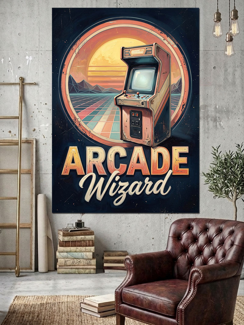 Arcade Wizard Retro Oyun Tabelası Kanvas Tablo