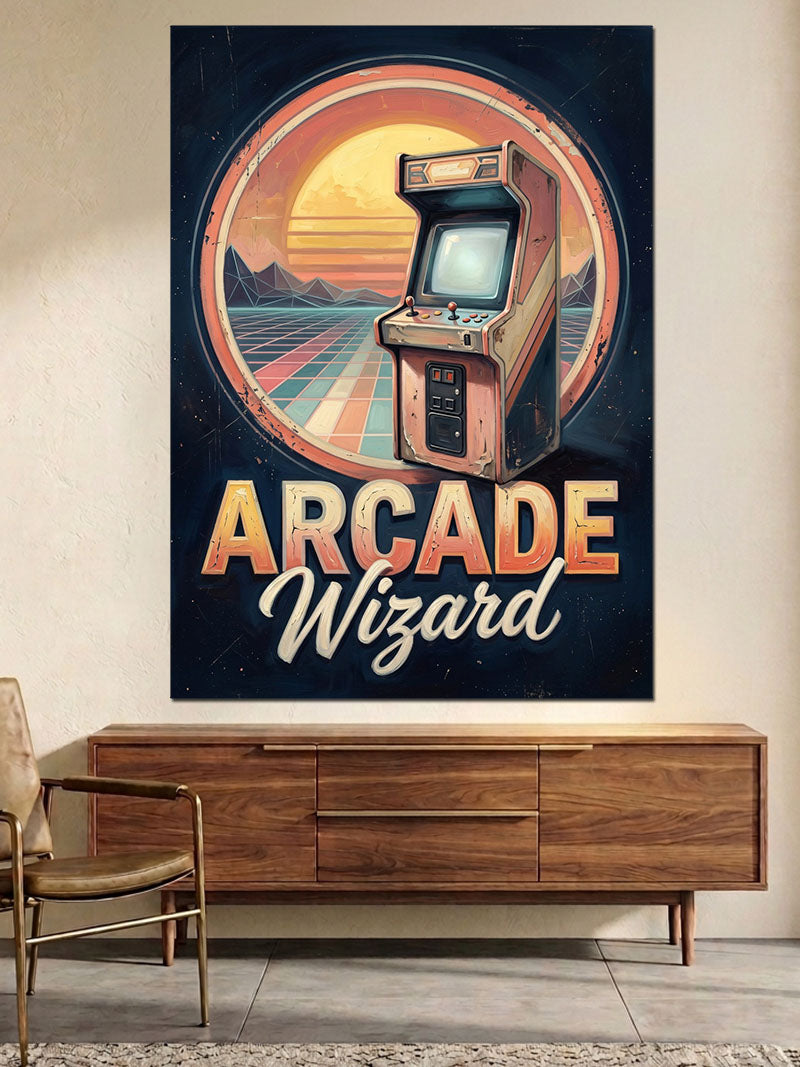 Arcade Wizard Retro Oyun Tabelası Kanvas Tablo