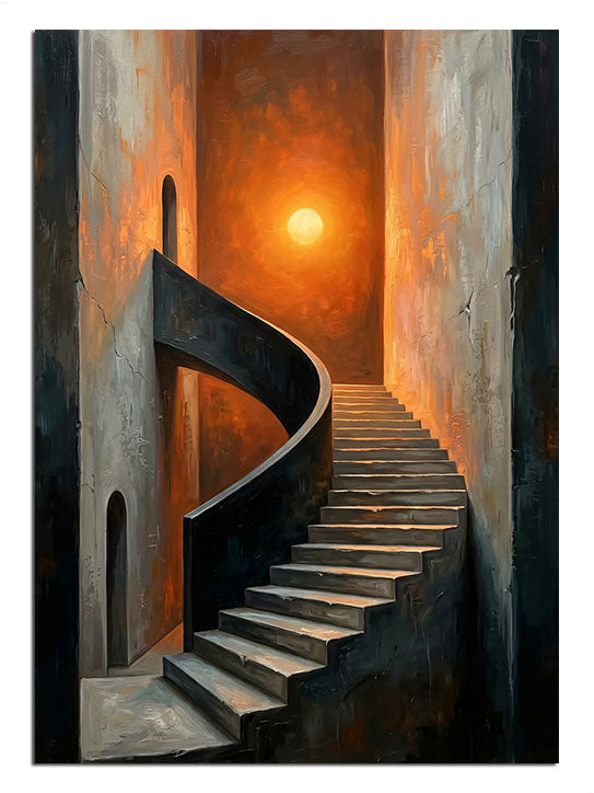 sarmal merdiven, güneş ışığı, mimari, umut