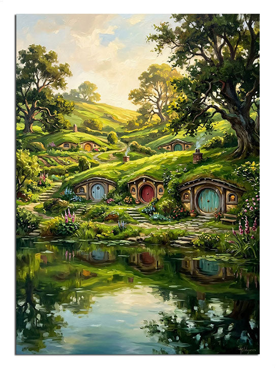 hobbit evi, masalsı manzara, yeşil doğa, huzur