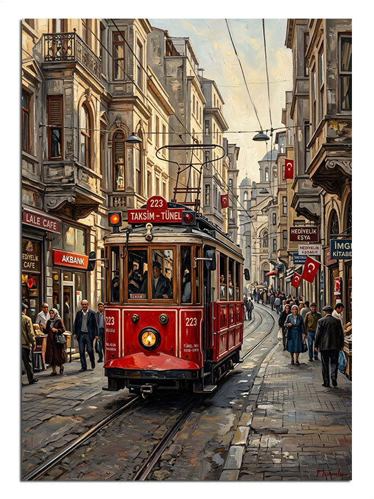 tramvay, istiklal caddesi, yağmurlu gece, şehir