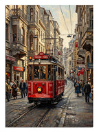 tramvay, istiklal caddesi, yağmurlu gece, şehir