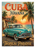 küba, havana, klasik araba, tropikal, manzara
