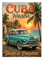 küba, havana, klasik araba, tropikal, manzara