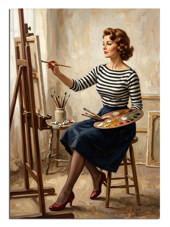 ressam kadın, sanat atölyesi, yağlı boya, yaratıcılık