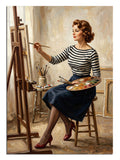 ressam kadın, sanat atölyesi, yağlı boya, yaratıcılık