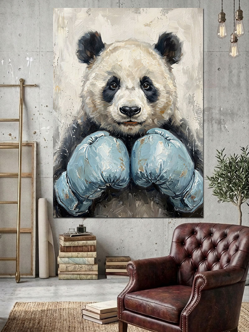 Boks Eldivenli Güçlü Yavru Panda Kanvas Tablo