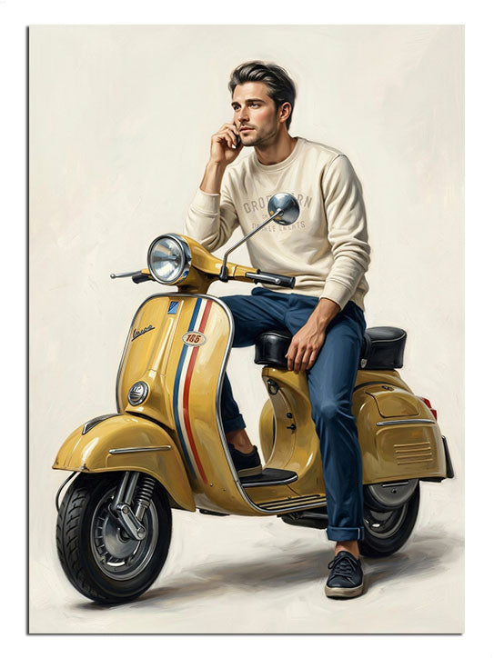 klasik vespa, motorcu, şık adam, şehir hayatı