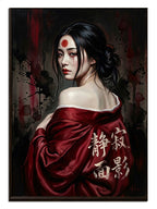 japon tarzı, kimono, geyşa, portre, kırmızı