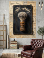Shaving Yazılı Tıraş Fırçası Tabelası Kanvas Tablo