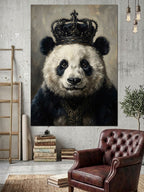 Taçlı Ve Pelerinli Panda Kral Kanvas Tablo