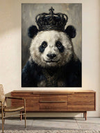 Taçlı Ve Pelerinli Panda Kral Kanvas Tablo