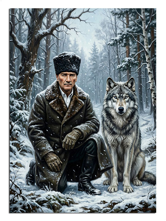 ulu önder atatürk, kurt figürü, kış teması
