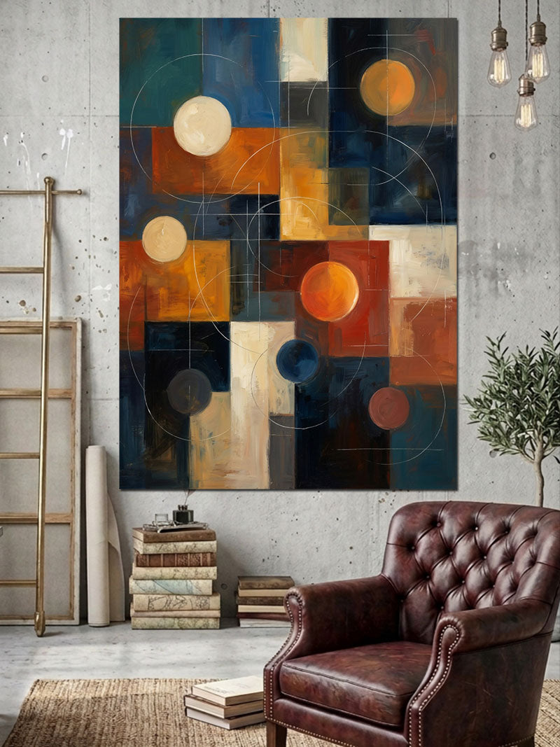 Modern Geometrik Renkli Kareler Soyut Kanvas Tablo