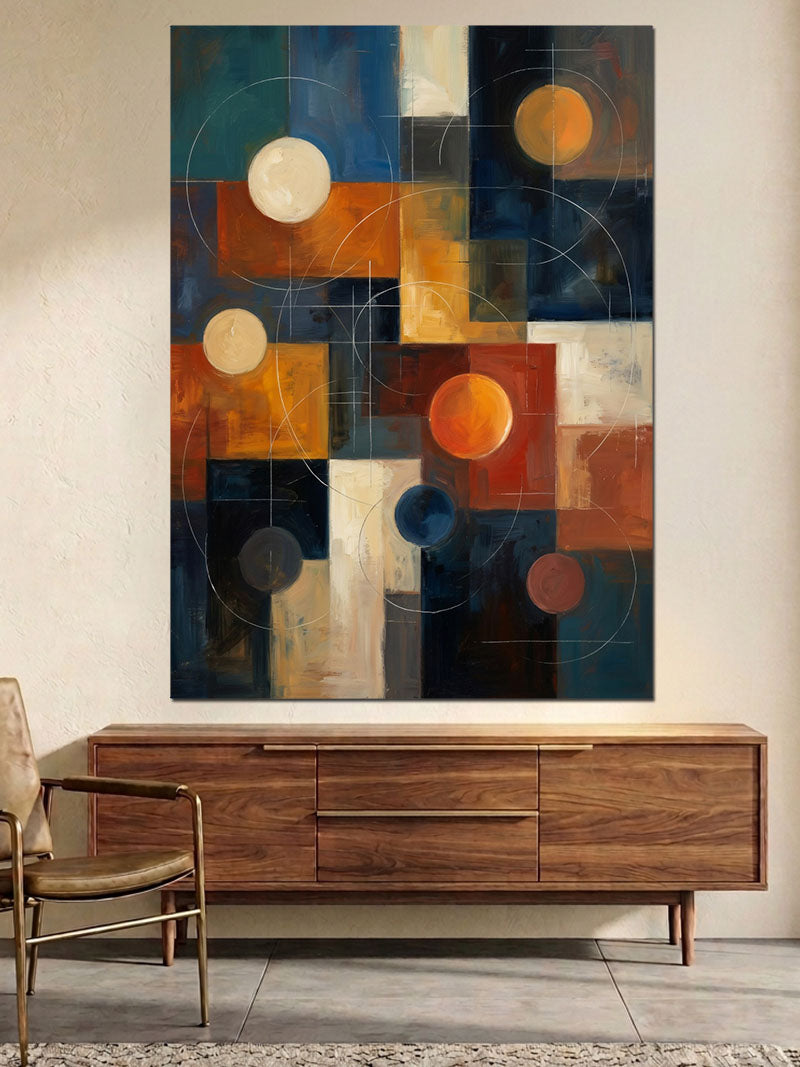 Modern Geometrik Renkli Kareler Soyut Kanvas Tablo
