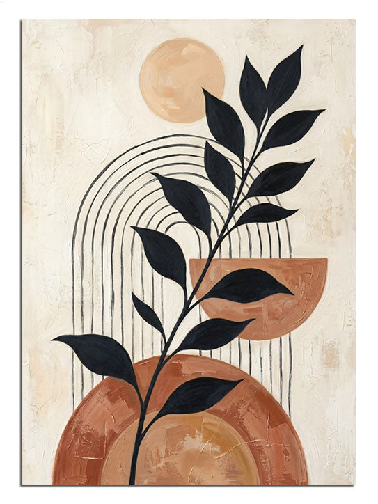 minimalist yaprak, boho dekor, toprak tonları