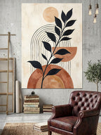 Boho Tarzı Minimalist Yaprak Tasarımı Kanvas Tablo