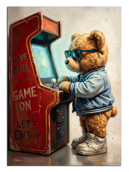 oyun salonu, arcade, oyuncak ayı, komik