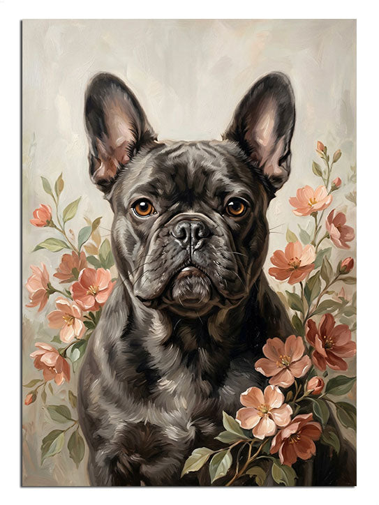 pug portresi, çiçekli hayvan, sevimli köpek