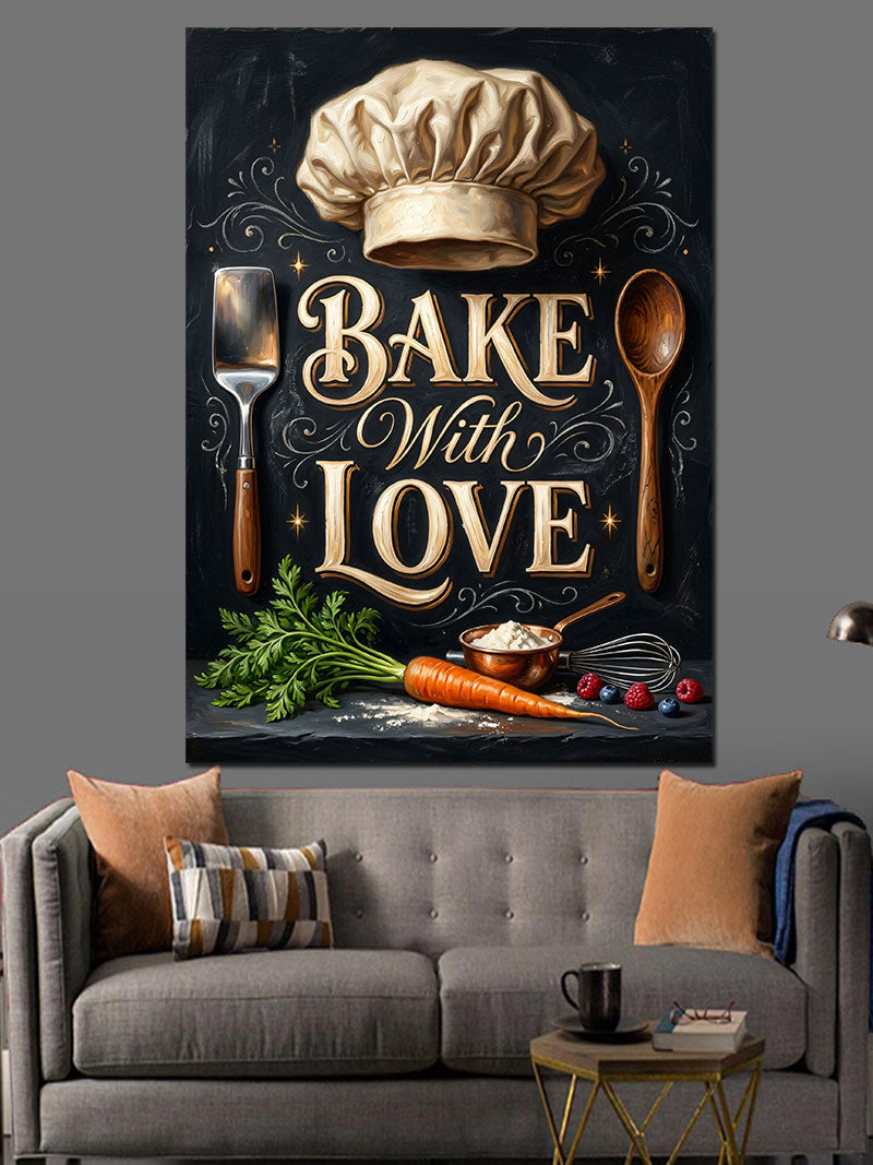 Bake With Love Mutfak Kanvas Tablo