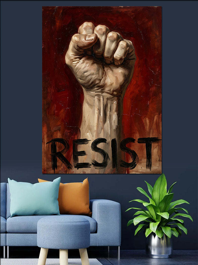 RESIST Yumruk Protesto Poster Kanvas Tablo