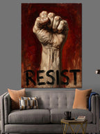 RESIST Yumruk Protesto Poster Kanvas Tablo