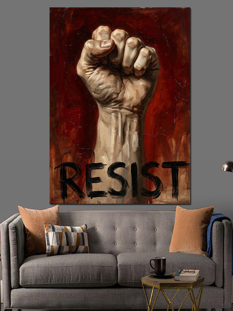RESIST Yumruk Protesto Poster Kanvas Tablo