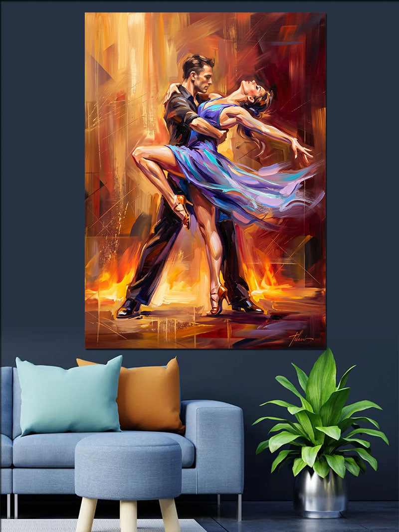 Ateşli Tango Dans Eden Çift Kanvas Tablo